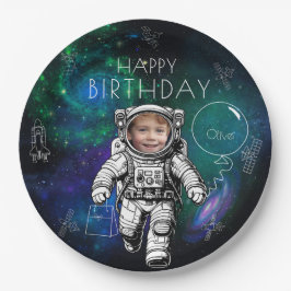Plato De Papel Placa de papel de cumpleaños de astronauta