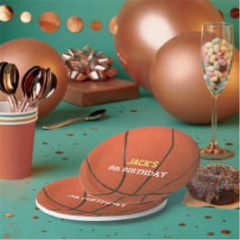 Plato De Papel Placa de papel de cumpleaños de baloncesto