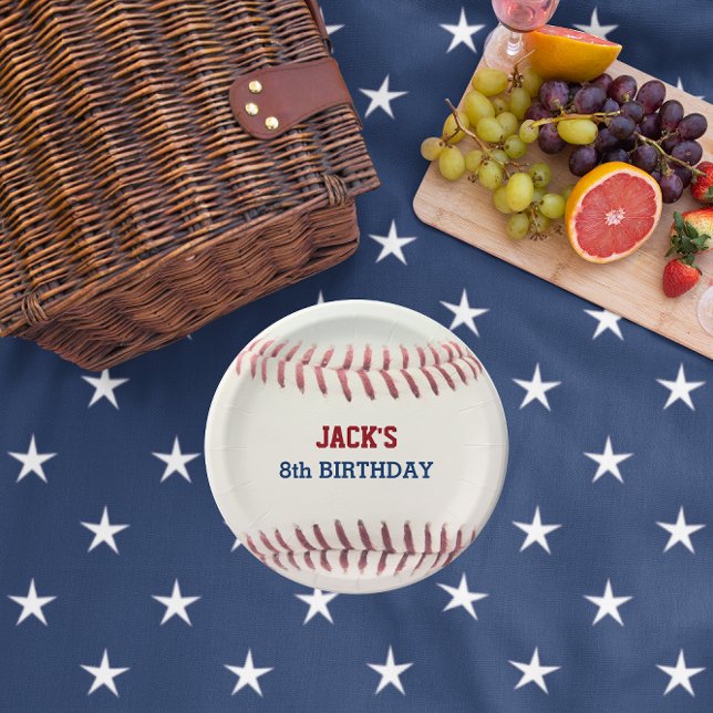 Plato De Papel Placa de papel de cumpleaños de béisbol (Subido por el creador)