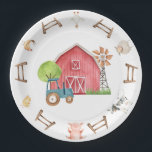 Plato De Papel Placa de papel de cumpleaños de corral para animal<br><div class="desc">Celebra tu día especial con estas encantadoras Placas de papel de cumpleaños de la granja Animal Barnyard. Con una deliciosa escena de jardín de invierno con adorables animales de granja rodeados de exuberante vegetación, estos platos son perfectos para añadir un toque de encanto rural a su decoración fiesta. Ya sea...</div>