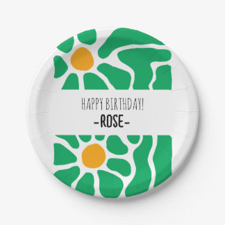 Plato De Papel Placa de papel de cumpleaños de flor de mano corta