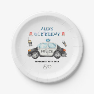 Plato De Papel Placa de papel de cumpleaños de la policía infanti