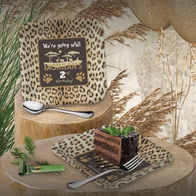Plato De Papel Placa de papel de cumpleaños de leopardo de impres (Subido por el creador)