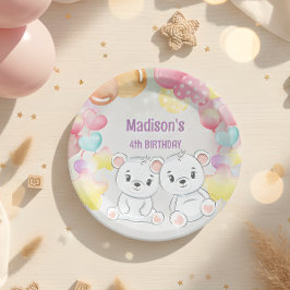 Plato De Papel placa de papel de cumpleaños de oso de peluche bla