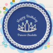 Placa de papel de cumpleaños de Tiara, princesa az