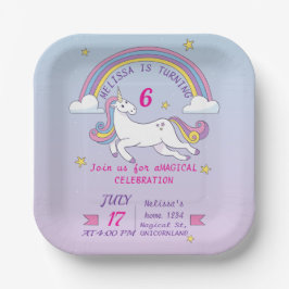 Plato De Papel Placa de papel de cumpleaños de Unicornio para Chi