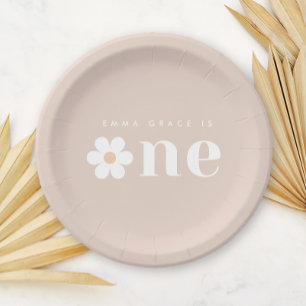 Plato De Papel Placa de papel de cumpleaños del Boho Daisy