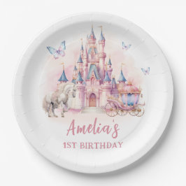 Plato De Papel Placa de papel de cumpleaños del castillo de princ