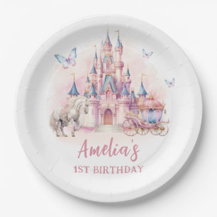 Plato De Papel Placa de papel de cumpleaños del castillo de princ