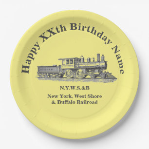 Plato De Papel Placa de papel de cumpleaños del hombre del tren 