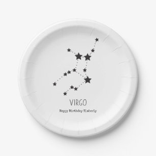 Plato De Papel Placa de papel de cumpleaños del patrón Virgo St