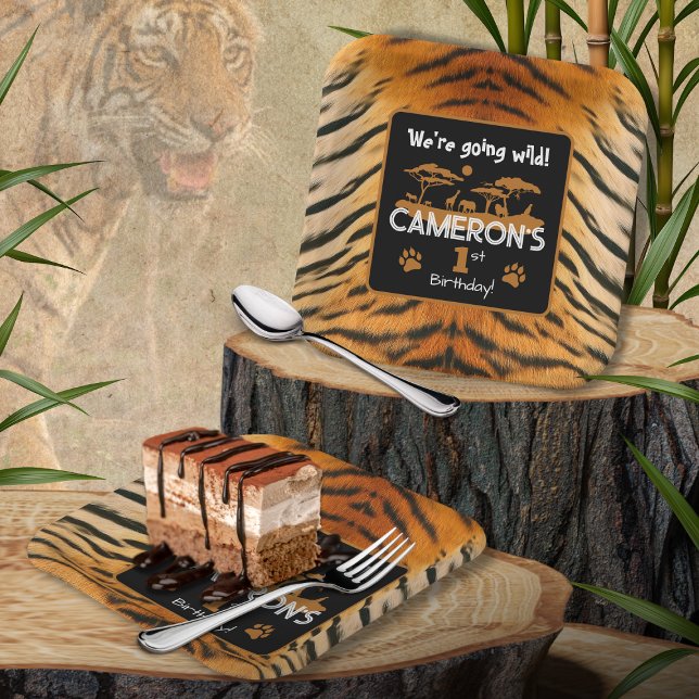 Plato De Papel Placa de papel de cumpleaños del tigre de impresió (Subido por el creador)