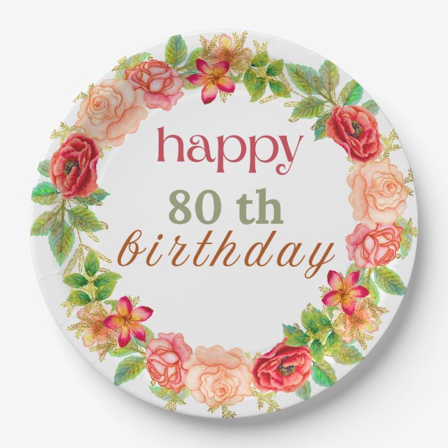 Plato De Papel Placa de papel de cumpleaños feliz (Anverso)