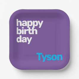 Plato De Papel Placa de papel de cumpleaños feliz minimalista - p