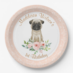 Plato De Papel Placa de papel de cumpleaños para bebé Chica ros