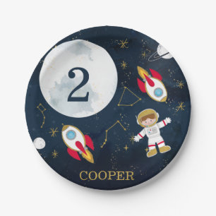 Plato De Papel Placa de papel de cumpleaños para el espacio exte