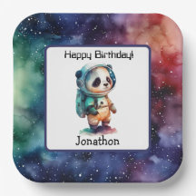 Placa de papel de cumpleaños para el espacio exter