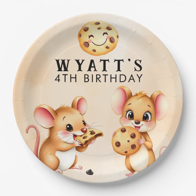 Plato De Papel Placa de papel de cumpleaños para el tema del rató (Anverso)