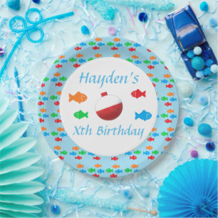 Plato De Papel Placa de papel de cumpleaños para peces coloridos