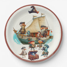Placa de papel de cumpleaños pirata para niño