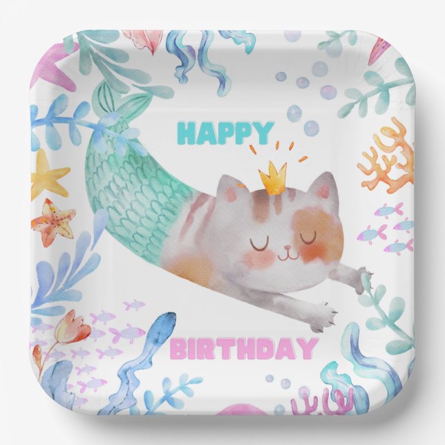 Plato De Papel Placa de papel de cumpleaños PurrMaid (Anverso)