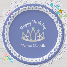 Plato De Papel Placa de papel de cumpleaños Tiara para la princes