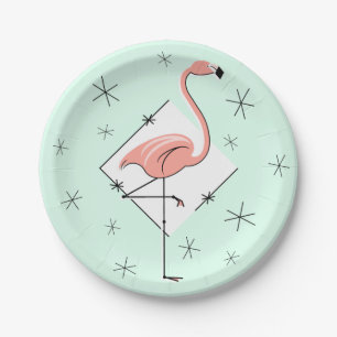 Plato De Papel Placa de papel de diamante Flamingo Aqua