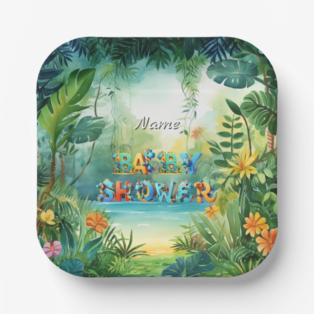 Plato De Papel Placa de papel de dinosaurios (Anverso)