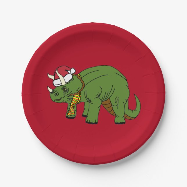 Plato De Papel Placa de papel de dinosaurios de Triceratops (Anverso)