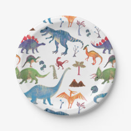 Plato De Papel Placa de papel de dinosaurios | Fiesta prehistóric