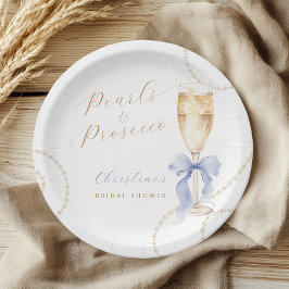 Plato De Papel Placa de papel de ducha azul Pearl and Prosecco