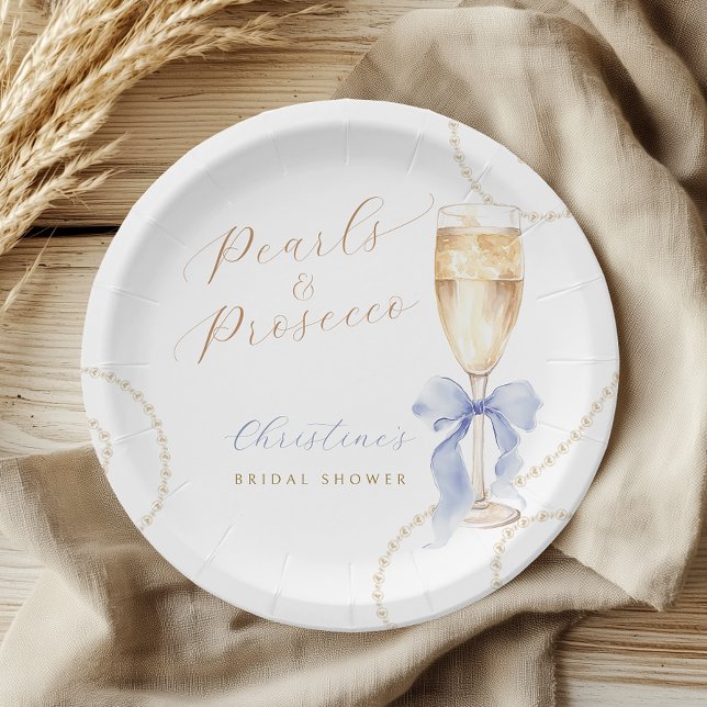 Plato De Papel Placa de papel de ducha azul Pearl and Prosecco (Subido por el creador)