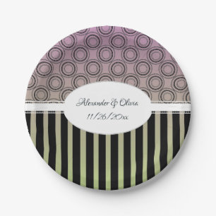 Plato De Papel Placa de papel de ducha verde y rosa