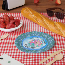 Plato De Papel Placa de papel de escalas verdes azules del mar de