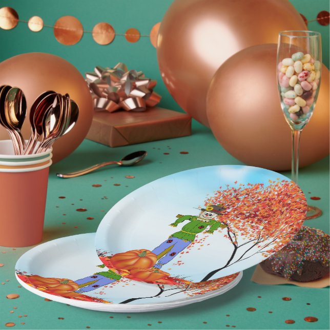 Plato De Papel Placa de papel de espantapájaros de otoño (Multi)