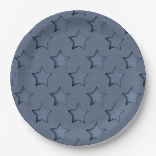 Plato De Papel Placa de papel de estrellas azules