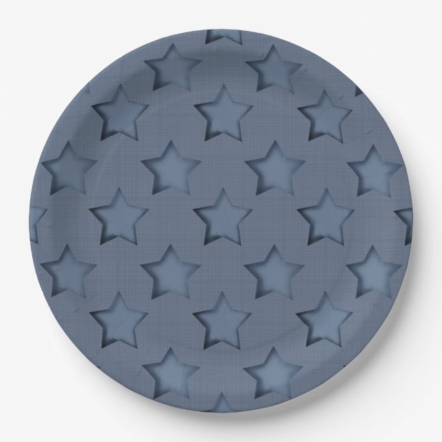 Plato De Papel Placa de papel de estrellas azules (Anverso)