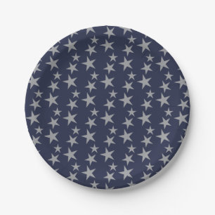 Plato De Papel Placa de papel de estrellas celestes azules y plat