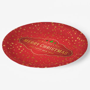 Plato De Papel Placa de papel de etiqueta de navidad