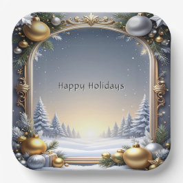 Plato De Papel Placa de papel de festividad de marco para navidad
