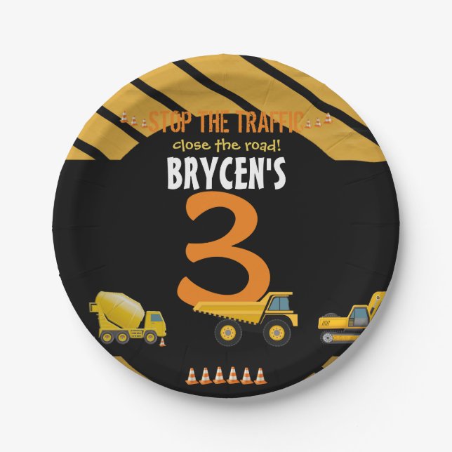 Plato De Papel Placa de papel de Fiesta de camión de cumpleaños d (Anverso)