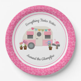 Plato De Papel Placa de papel de Fiesta de glamur Feliz Rosa