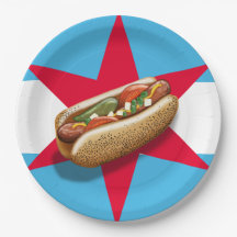 Placa de papel de fiesta de hotdog de Chicago