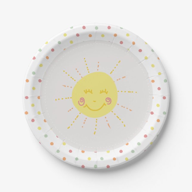 Plato De Papel Placa de papel de Fiesta de polkadot de Sunshine f (Anverso)