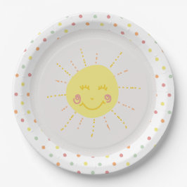Plato De Papel Placa de papel de Fiesta de polkadot de Sunshine f