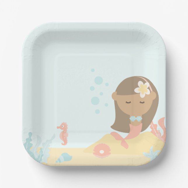 Plato De Papel Placa de papel de fiesta de sirena (Anverso)