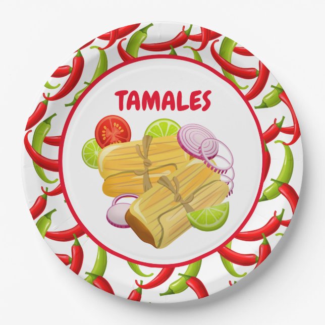 Plato De Papel Placa de papel de Fiesta de Tamale, comida de Fies (Anverso)