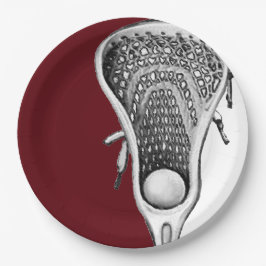 Plato De Papel Placa de papel de Fiesta Maroon Lacrosse Sports