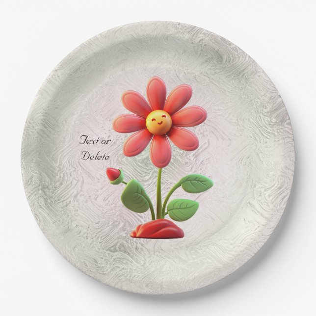 Plato De Papel Placa de papel de flor roja naranja (Anverso)