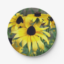 Placa de papel de flores amarillas